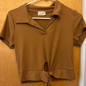 Brown Tie Crop Top